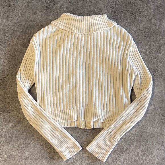 Y2k Fur Ribbed C Magic Zip Up Sweater - Picture 5 of 6